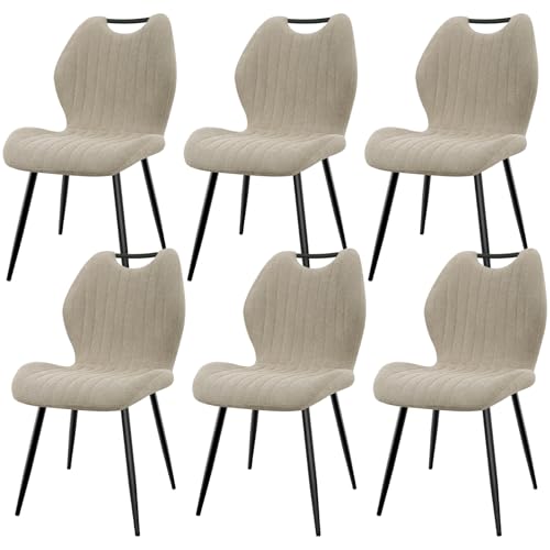 JIJIAN Pacote de 6 cadeiras de sala de jantar, cadeiras de cozinha, cadeira estofada para cadeira, encosto de tecido e pernas de metal, ideal para salas de jantar, cozinhas e salas de estar, par