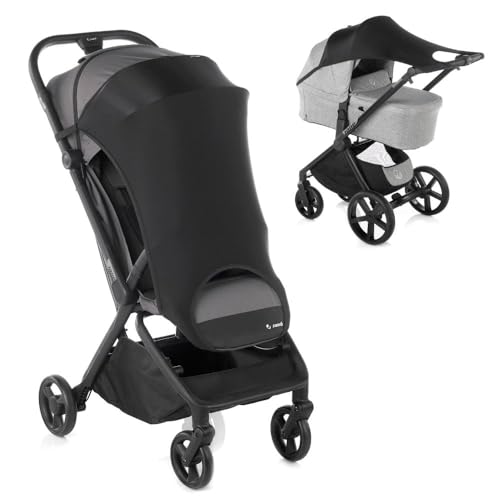 Jané Toldo de proteção solar para carrinho, UPF 50, universal, guarda-sol elástico, respirável, cor preta