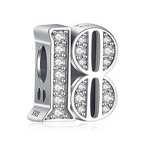 Amuefer Número 16-60 Charms para Pulseras y Collares, Colgante de Plata de Ley con Circonita Cúbica, Navidad Joyería Regalos para Mujeres