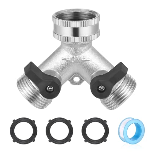 Zocipro Adaptador de divisor de torneira de 2 vias, válvula de 3/4" padrão europeu de 2 vias ligado/desligado, conector em Y de latão, válvula de saída dupla para torneira, jardim, exterior