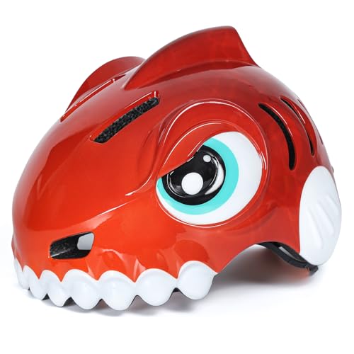 FUNWICT Capacete bicicleta crianças 3D animados capacete bicicleta para meninos e meninas de 3 a 8 anos ajustável capacete bicicleta bebé com conjunto protetores para bicicleta, skate e skate
