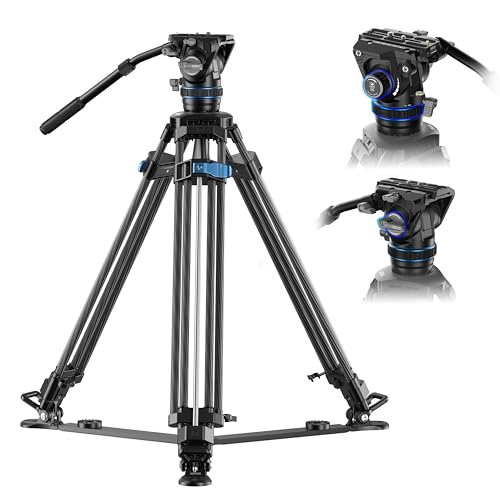 Tripé de vídeo SIRUI SQ75 fibra de carbono com cabeça fluída hidráulica S5 | sistema rápido de 178 cm | amortecimento contínuo pão/tilt | dupla placa QR | carregamento máximo. 8 kg, SQ75+S5