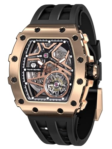 TSAR BOMBA Relógio automático homem - movimento japonês cristal de safira - impermeável 50 m - luminoso - correia de silicone