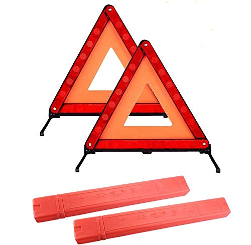 Shalwinn Triângulo refletor de aviso para carro, embalagem de 2 triângulos de aviso automáticos, para emergências e avarias