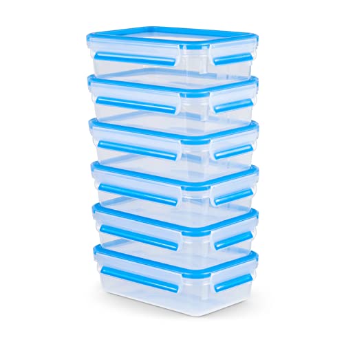Emsa Clip & Close Fresh Conjunto de 6 recipientes plásticos de 0,8 l, higiénico, sem odores ou sabores, 100% livre de BPA, máquina de lavar louça e micro-ondas, certificado Baby Care