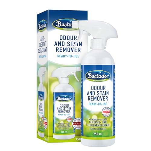Bactador Eliminador de odores e manchas 750 ml - Spray - Limpador Enzimático Biológico - Eliminador de odores - Para casa, carro e ambiente animal - neutralizador de odores para gatos