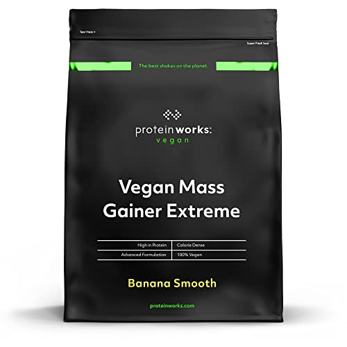 Mass Gainer Vegan Extreme | Banana macia | 100% à base de plantas | Alto em calorias para o aumento da massa | THE PROTEIN WORKS | 1 kg