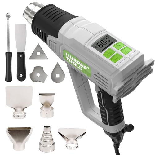 Huepar Tools HG01 Pistola de ar quente com ecrã LED, 2300 W Decapadora Professional ajustáveis de temperatura 50 - 660 ° pistola de calor, 10 acessórios