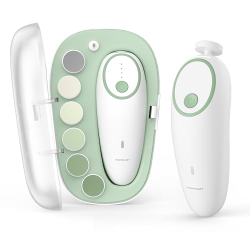 Momcozy Arquivo de unhas elétrico para bebés, corta-unhas elétrico macio para bebés recarregável, corta-unhas elétrico para bebés, 7 cabeças de polimento de substituição