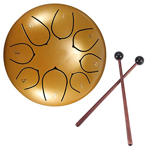 Konesky Tambor de lingueta de aço conjunto de instrumentos de bateria térea de percussão sintonizada de 6 polegadas e 8 polegadas com bolsa de transporte, 2 frascos, livro de tutoriais, 4 palhetas