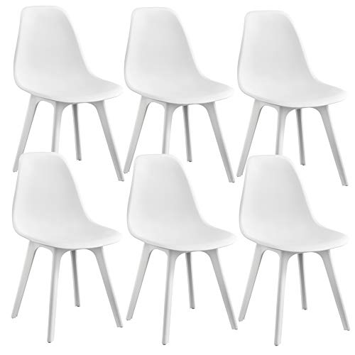 [en.casa] Conjunto de 6 cadeiras de sala de jantar lendava 83 x 54 x 48 cm cadeiras de design 6 unidades plástico branco