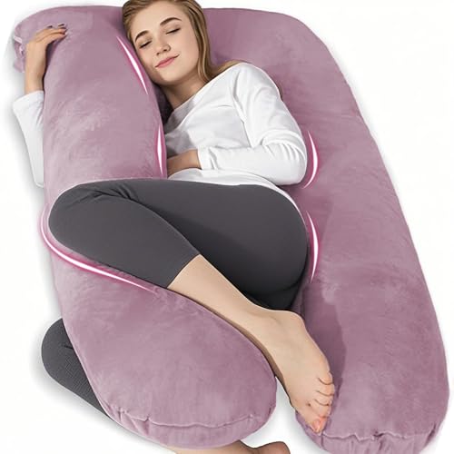 Chilling Home Almofada de gravidez, almofada para dormir lateral em forma de U com capa, almofada de amamentação almofada de posicionamento grande, para mulheres e pessoas que dormem de lado, roxo