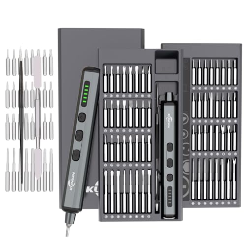 KUNLUN 68 em 1 chaves de fenda elétricas, conjunto de chaves de fenda de precisão elétrica com 64 pontas de precisão magnéticas, 5 velocidades de par de rotação e LED para Phone, computador, relógios