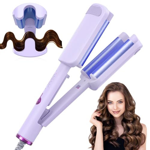 AISEELY Modelador de cabelo, 32 mm modelador de cabelo ondas, 3 barris ondulador de cabelo iónico, 4 temperatura ajustável 140 °C e 220 °C, alisador de ondas anti-escaldaduras para iniciantes
