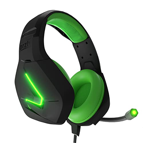 Orzly Auriculares Gaming compatível com PS5, PS4, PC, Xbox, Nintendo Switch, com microfone, som premium RGB luz LED, cancelamento de ruído - Hornet RXH -20 Sagano edição