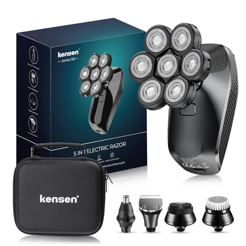 Máquina de barbear para homem, máquina de barbear elétrica 5 em 1, máquina de barbear impermeável a seco e húmido, aparador de barba