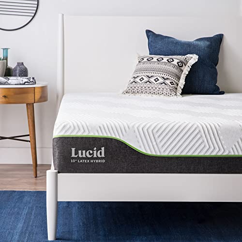 LUCID Colchão híbrido de látex elástico, altura de 25 cm, colchão de espuma viscoelástica com gel, molas em aço respirável, Oeko-Tex, firmeza média, 90 x 190 cm