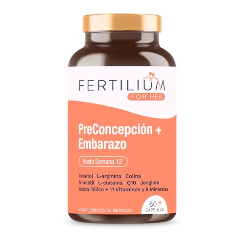 FERTILIUM Vitaminas para gravidez para mulher, ácido fólico, pré-conceção, Inositol, 11 vitaminas pré-natais para fertilidade, 9 minerais, Q10, para Donna PregnaPlus, 60 cápsulas