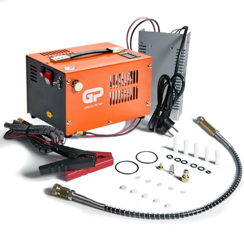 TUXING PCP Compressor de ar 300 bar/4500 Psi, conector rápido portátil 8 mm compatível para pistola de ar PCP com separador de água/óleo, adaptador de corrente incorporado