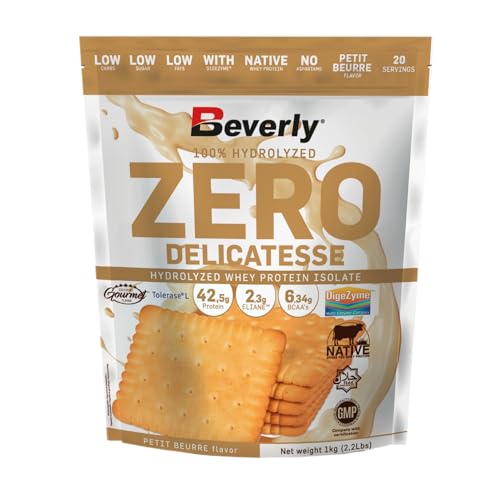 Beverly Zero Delicatesse - Proteína hidrolizada de soro com Digezyme e Tolerase - 1 kg - 29 g de proteína por ração - 28 serviços - Excelente digestibilidade - sabor (PETIT BEURRE)