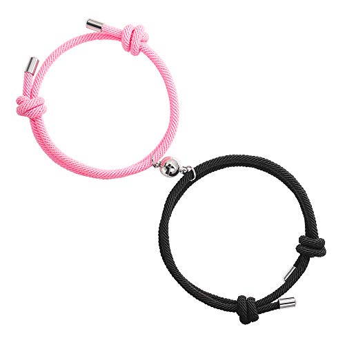 BUREI Pulseira magnética para casal, 2 peças, pulseira para casal, pulseira de amizade