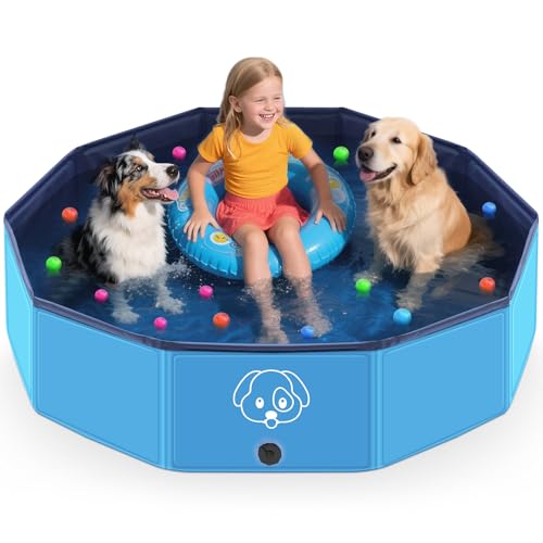 Lozzzyo Piscina cães grandes e pequenos de PVC antiderrapante, dobrável e portátil piscina para cães, fácil de limpar cão, piscina infantil para (120 * 30 cm)