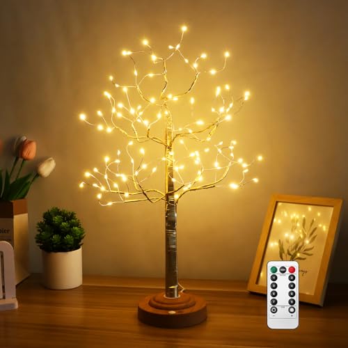 Kinamy Luzes árvore, árvore com luzes LED 8 modos iluminação regulável, árvore LED com controlo remoto, luzes de árvore de Natal, para decoração de casa, Natal, Ano Novo, Páscoa