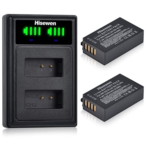 Hisewen EN-EL20 EN-EL20a Bateria e carregador duplo, 2 pacotes de 1220 mAh bateria de substituição para Nikon Coolpix P1000, P950, 1 AW1, 1 J1, 1 J2, 1 J3, 1 S1, 1 V3, DL24-500C oolpix para câmara.
