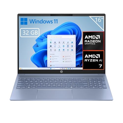HP OmniBook 5 16 Computador portátil AMD Ryzen AI 7 350, 32 GB RAM, 1 TB SSD, AMD Radeon 860M, Windows 11 azul, teclado QWERTY espanhol