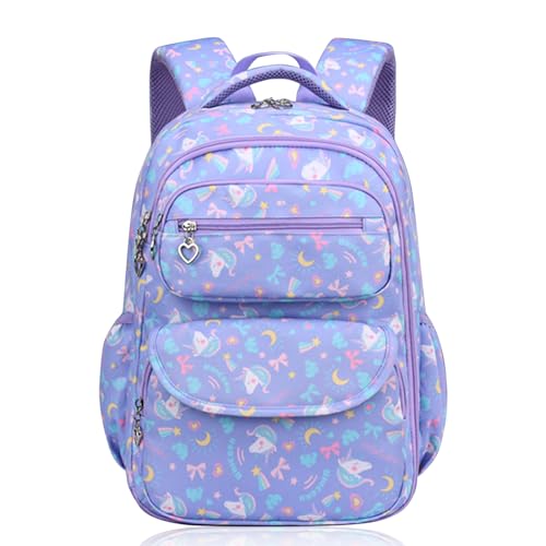 Mochila menina menino 7-12 anos para mochila escolar mochilas escolares adolescentes mochila infantil impermeável multicompartimento confortável e respirável mochilas primárias, Violeta, 46 x 31 x 18