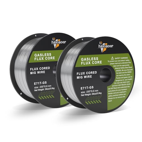 haxiaoer Fio de soldadura MIG de 0,8 mm e 2 kg - D100 2 rolos de arame de enchimento sem gás para máquina de solda MIG/MAG FLUX, E71T-GS