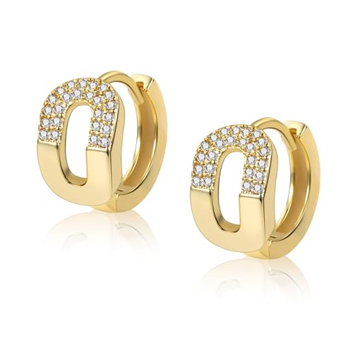 ALEXCRAFT Brincos mulher prata 925, 14 K brincos aro mulher duplo brincos de aço inoxidável, brincos dourados 14 K brincos aros dourados