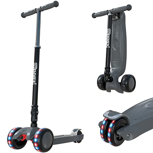 IMMEK Scooter dobrável infantil 3 rodas Scooter para 3 a 12 anos de menino e menina brinquedos e presentes, altura ajustável com três luzes LED luzes iluminadas roda mono carga máxima 50 kg