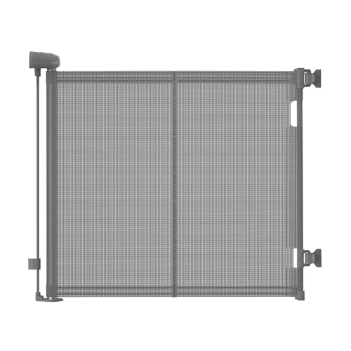 Corrimão de segurança retrátil 0-140 cm, corrimão de segurança corrimão de segurança para crianças, gatos e cães, operação com uma mão, adequada para interiores e exteriores barreira segurança