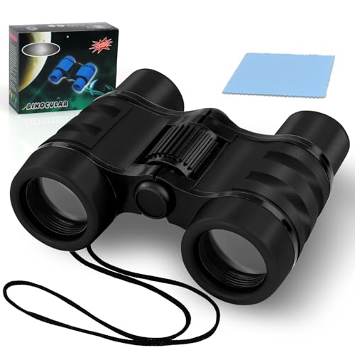 OSDUE Binóculos para crianças, binóculos para observar aves ao ar livre para crianças, mini binóculos compactos à prova de impactos, brinquedos telescópicos para crianças, com tecido para óculos