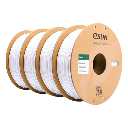 eSUN Filamento PLA+ 1,75 mm, melhorada tenacidade, impressora 3D, filamento PLA Plus, precisão dimensional, 0,03 mm, 1 kg por bobina, 4 bobinas para impressão 3D, branco frio * 4