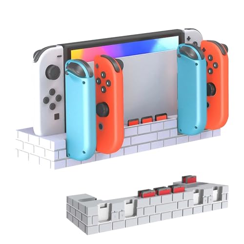 Arikroii Carregador de comandos para Nintendo Switch/OLED Joy-con, base de carregamento para comandos Switch com 8 ranhuras de jogo, acessórios compatíveis com Nintendo Switch Joycons indicador LED
