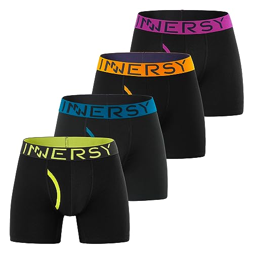 INNERSY Cuecas homem boxer algodão elástico roupa interior confortável boxers com cuecas pack de 4