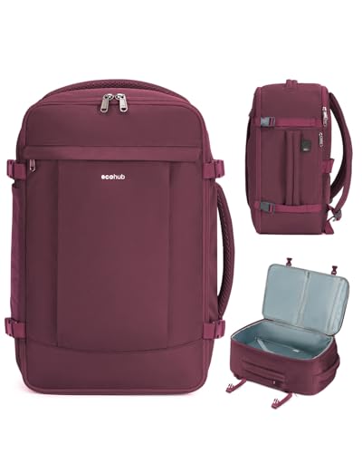 ECOHUB Mochila viagem cabine avião 40 x 20 x 25, Vermelho