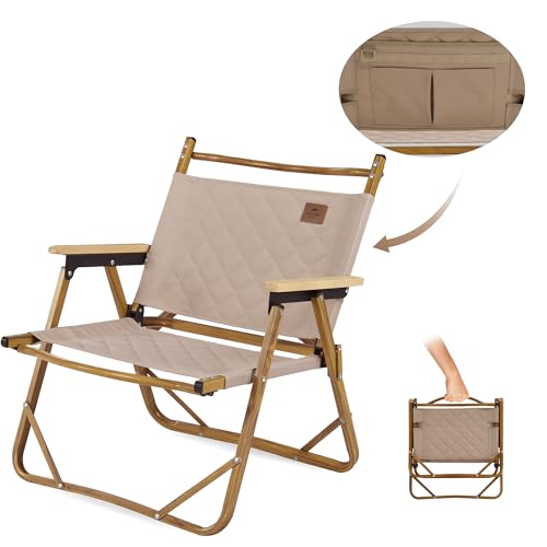 Naturehike Muwang Cadeira dobrável para acampar, cadeira acolchoada ultraleve de alumínio para exteriores com apoio de braços e encosto, cadeira de pesca portátil dobrável para caminhadas, piquenique