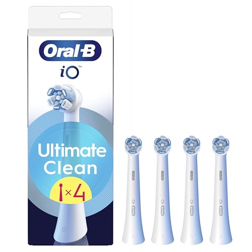 Oral-B Série iO Ultimate Clean, cabeças redondas de substituição originais, filamentos Criss-Cross, remoção profunda da placa bacteriana, 4