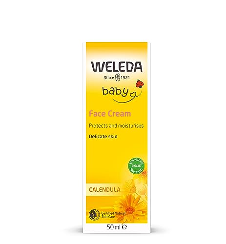 Weleda - Creme facial de calêndula para bebé, cuidado, calma, protege e fornece hidratação, adequado para peles sensíveis e secas - 50 ml