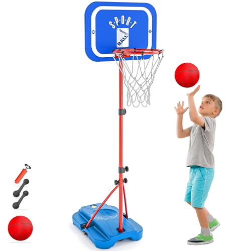 GILIKOKO Cesto de basquetebol para crianças cestas basquetebol infantil exterior conjunto portátil de suporte de basquetebol ajustável em altura 110-190 cm