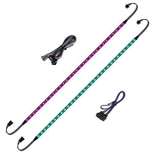 BTF-LIGHTING Faixa de luz LED RGB para PC 2 peças 19 in 12 V 4-Pin 5050 para ASUS Aura Sync Gigabyte Fusion MSI Mystic Light