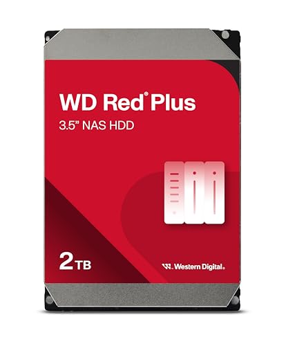 WD Red Plus 2TB NAS disco rígido interno de 3,5" - classe de 5400 RPM, SATA 6 GB/s, CMR, 64 MB Cache