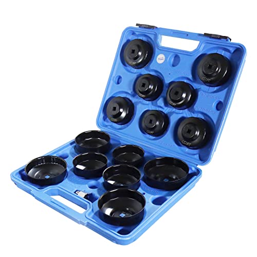 CCLIFE 15 unidades conjunto de chaves de filtros de óleo chaves para extrair filtros de óleo extração de filtro de óleo estilo copo com 3/8'' x 1/2'' adaptador