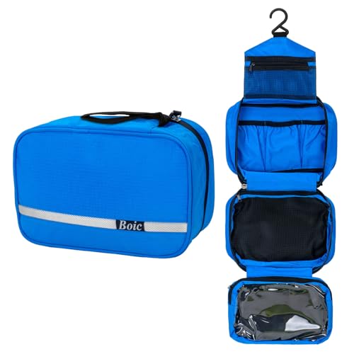 Boic Necesser de pendurar viagem, dobrável precisa maquilhagem para homens bolsa de higiene impermeável de grande capacidade com gancho suspenso