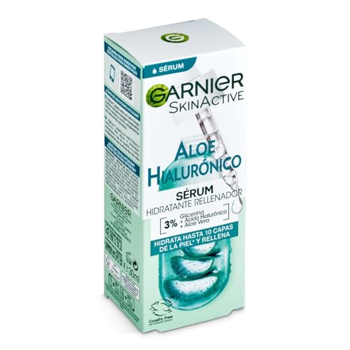 Garnier Sérum hidratante enchimento aloé hialurónico com 3% glicerina ácido hialurónico e aloé vera. Hidrata intensamente e recheia-se numa única gota
