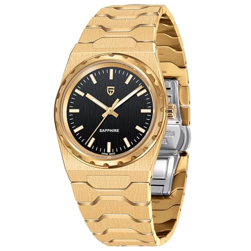 Pagani Design Reloj Hombre Elegante - Movimiento de Cuarzo Japonés VJ21 Cristal de Zafiro 9H Antiarañazos 100M Resistente al Agua Correa de Acero Inoxidable 316L Diseño Ultrafino 7mm