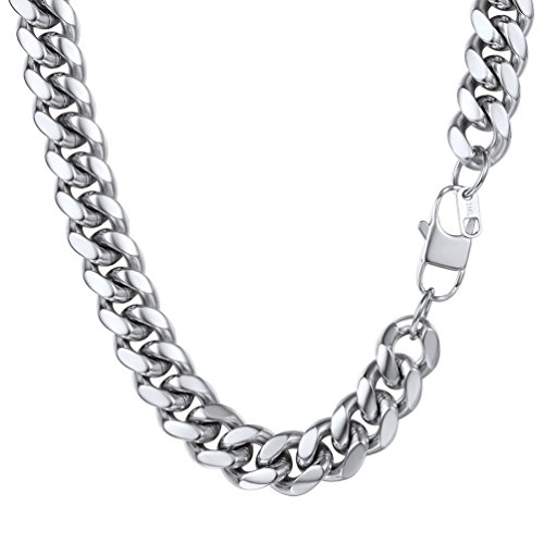 PROSTEEL Colar de corrente urbana urbana para homens mulheres, 4,8 mm / 6 mm / 10 mm / 14 mm de largura, 41 cm - 76 cm de comprimento, inclui caixa de presente